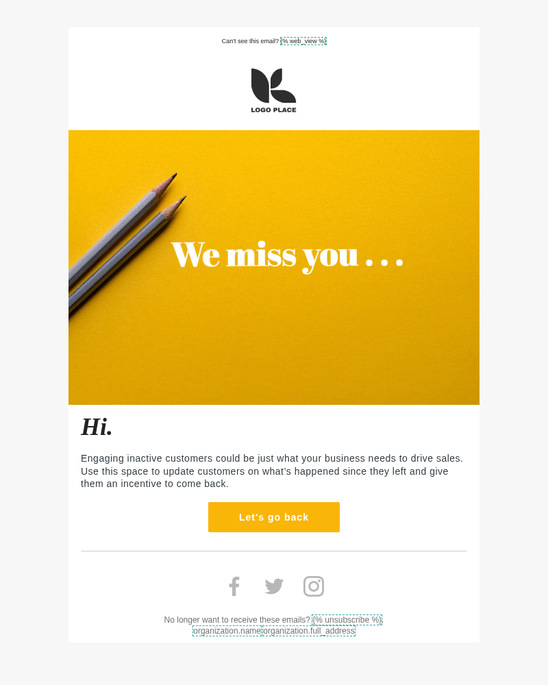 Winback - Re-engagement offer
