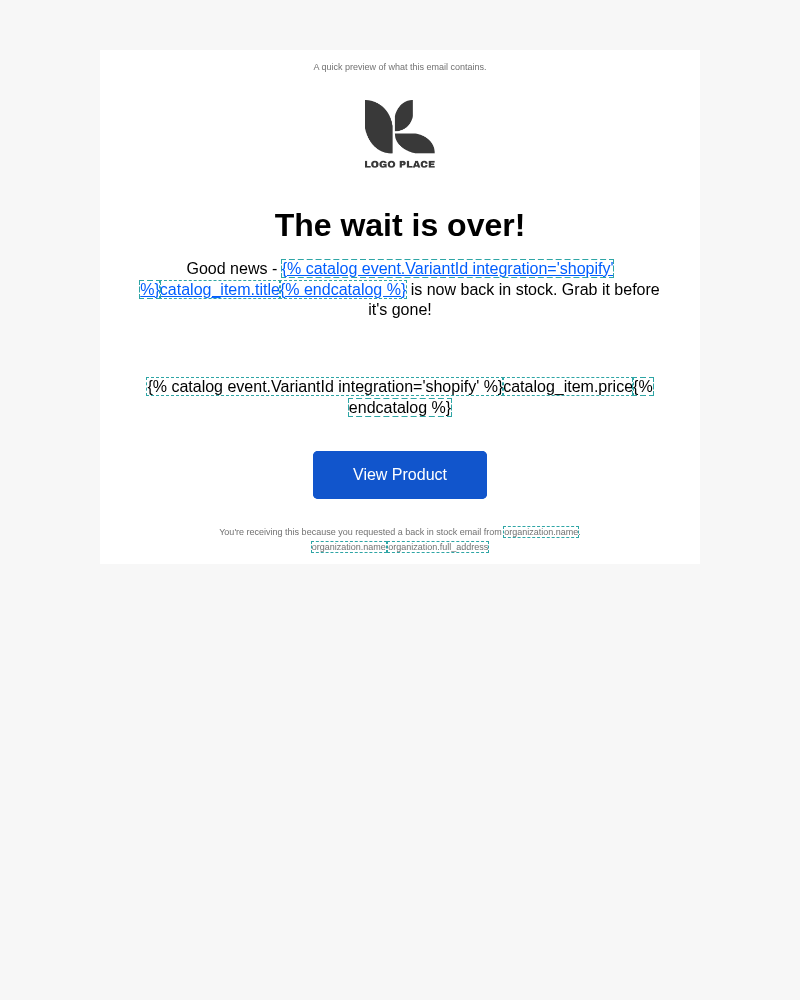 Shopify - Back in stock