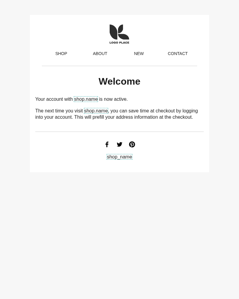 Customer account welcome