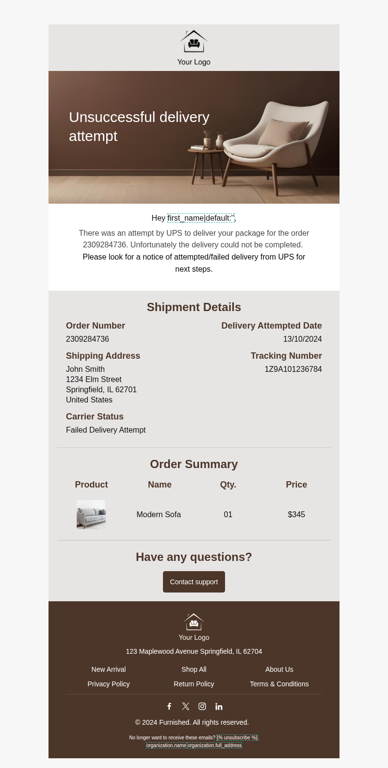 Failed Delivery Confirmation