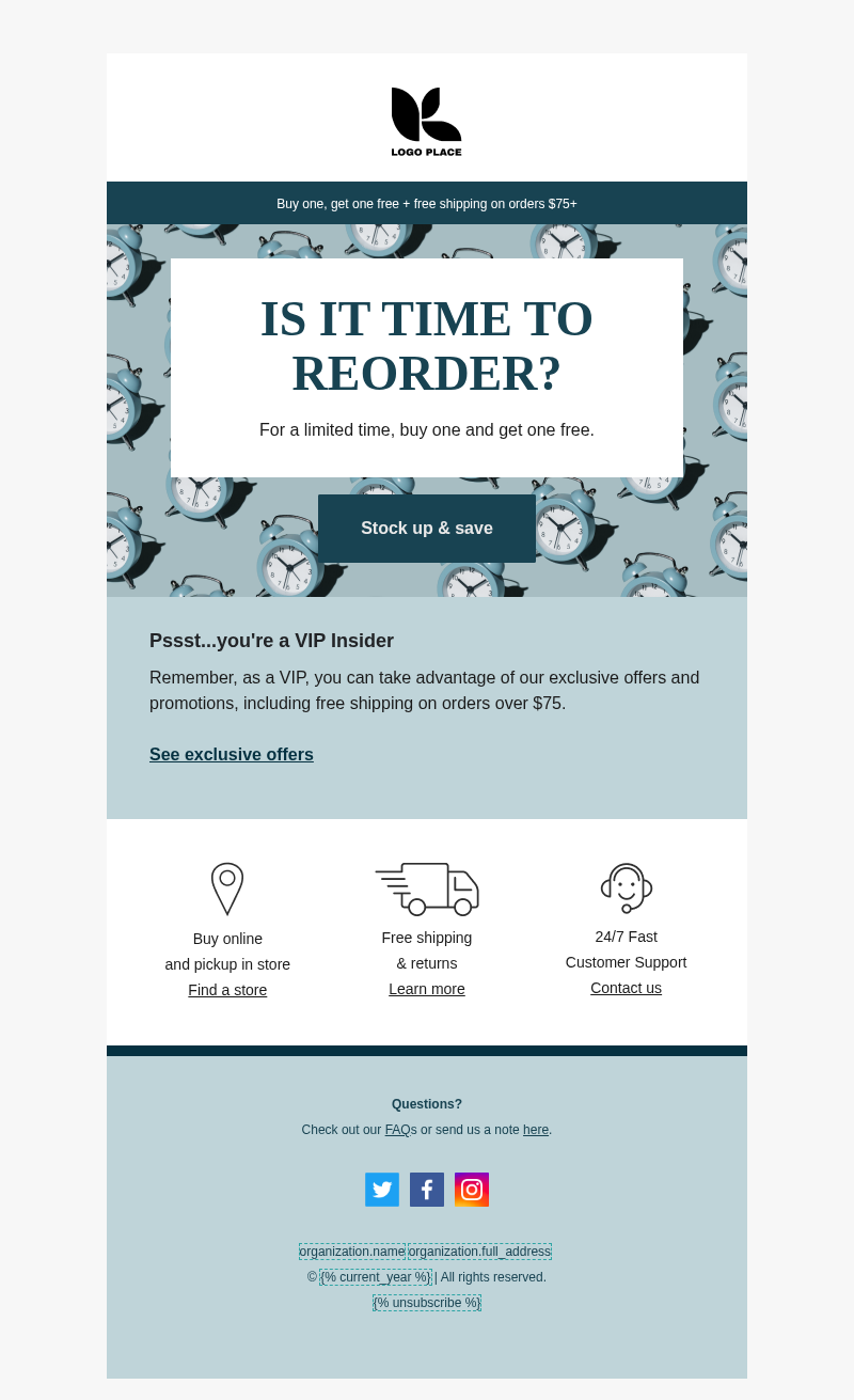 Reminder - Time to reorder