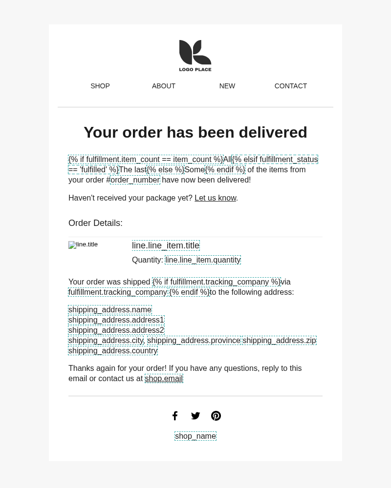 Shipment delivered