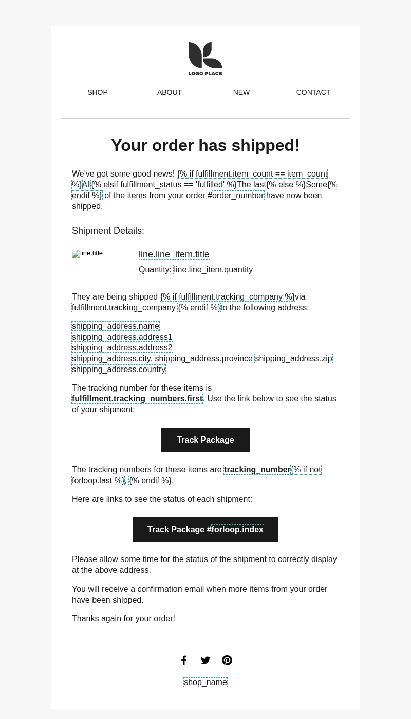 Shipping confirmation