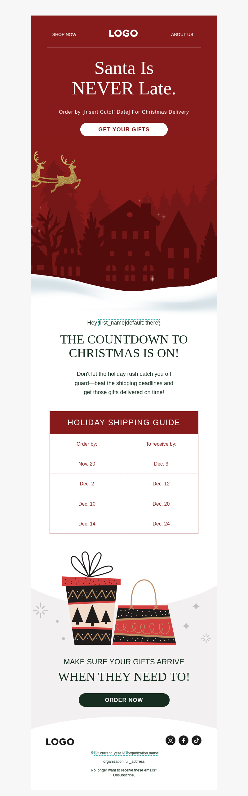 Christmas Holidays - Shipping Cutoff