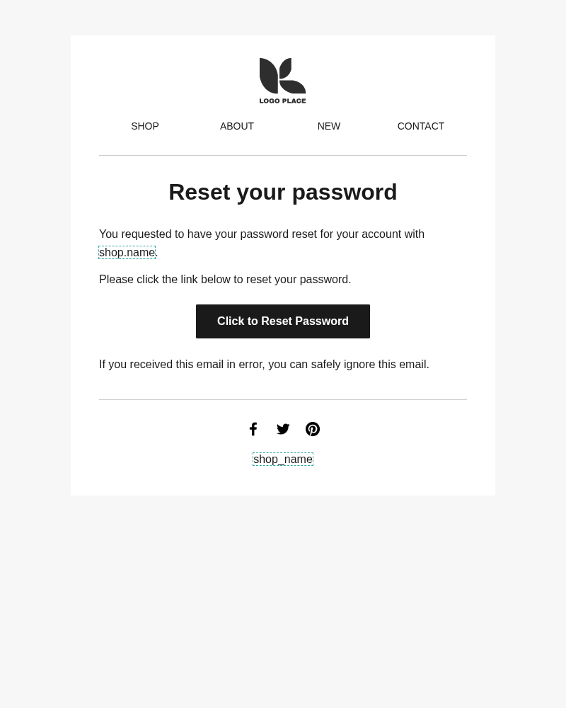 Customer password reset