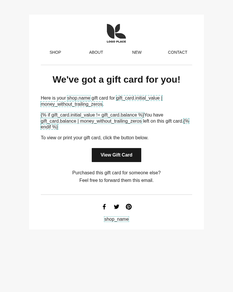 Gift card notification